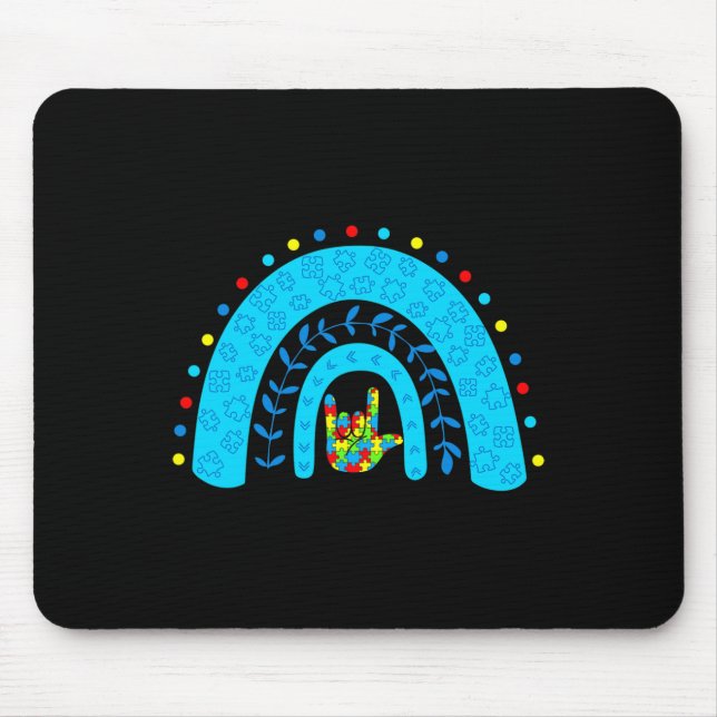 Mousepad Arco-íris de conscientização Apoio ao quebra-cabeç (Frente)