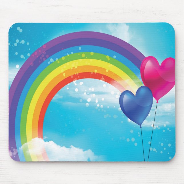 Mousepad Arco-íris e corações (Frente)
