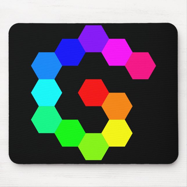 Mousepad arco-íris espiral hexágono (Frente)