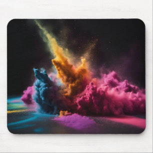 Mousepad Arco-Íris Explosão em Pó Preto