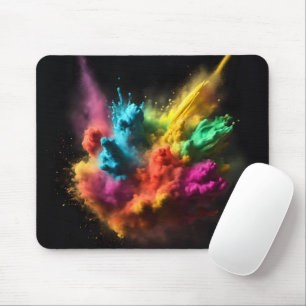 Mousepad Arco-Íris Explosão em Pó Preto