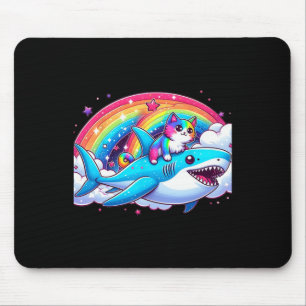Mousepad Arco-Íris Galáxico, Tubarão-Vazio No Espaço Gato E