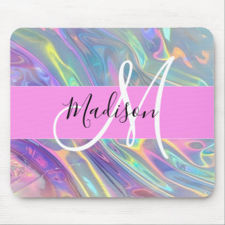 Mousepad Arco-íris Glamouroso Holográfico Iridescente Monog