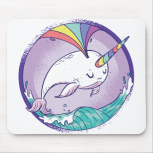 Mousepad Arco-íris Narwhale