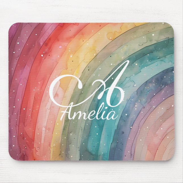 Mousepad Arco-Íris Personalizado por Aquarela Moderna (Frente)