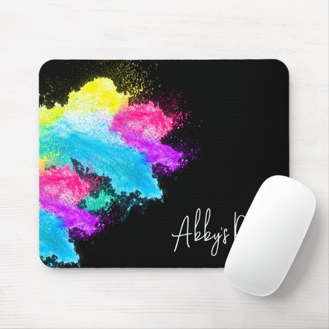 Mousepad Arco-Íris Pó De Giz Com Nome (Com mouse)