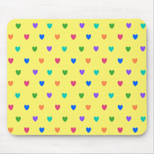 Mousepad Arco-íris polca corações em amarelo