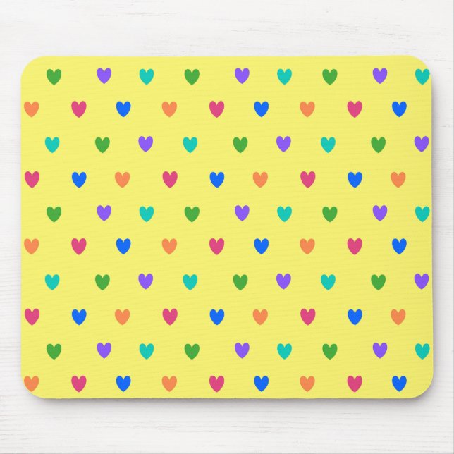 Mousepad Arco-íris polca corações em amarelo (Frente)