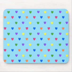 Mousepad Arco-íris polca corações em azul-bebê