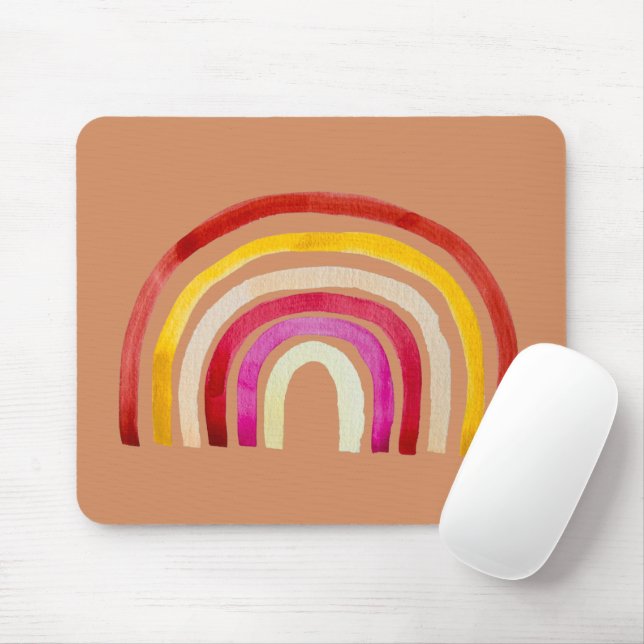 Mousepad Arco-íris retrô fofo aquarela (Com mouse)