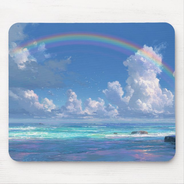Mousepad Arco-íris sobre o oceano (Frente)