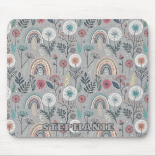 Mousepad Arco-Íris Whimsical e Botânica