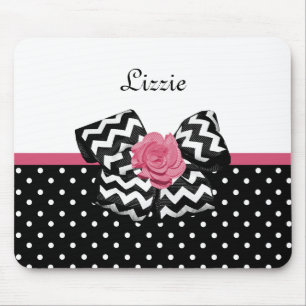 Mousepad Arco preto bonito e nome de Chevron do rosa do