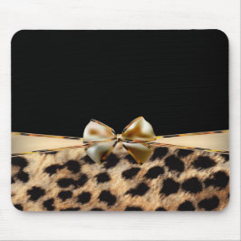 Mousepad Arco Preto e Dourado Leopardo Guepardo Estampa de 
