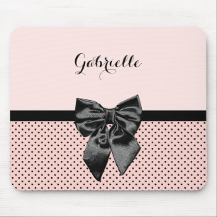 Mousepad Arco Preto e Nome das Bolinhas Rosa Parisiense Chi