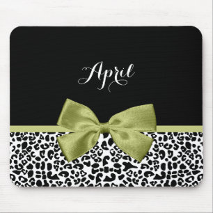 Mousepad Arco Verde Primavera de Impressão Leopardo bonito 