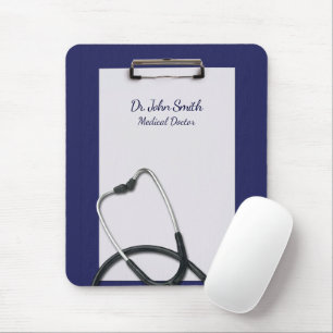 Mousepad Área de transferência azul médica com estetoscópio