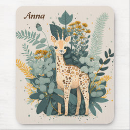 Mousepad Área de transferência de notebook floral girafa