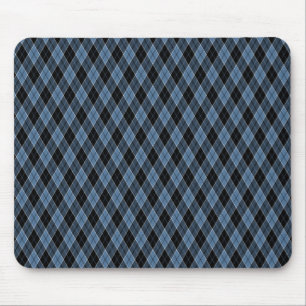 Mousepad Argyle Azul Preto Branco Listras padrão de diamant