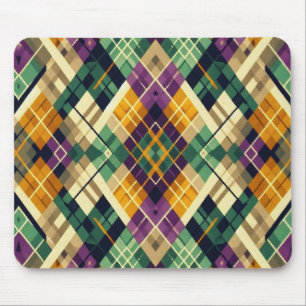 Mousepad Argyle Mardi Gras verde-roxo amarelo