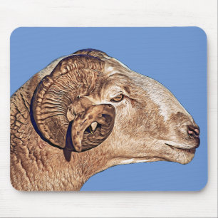 Mousepad Aries Ram Ovelha Fazenda Arte Animal