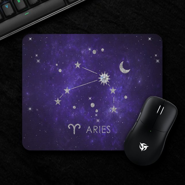 Mousepad Áries roxas | Astrologia Cósmica Horoscópio (Criador carregado)