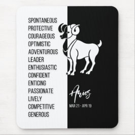 Mousepad Aries signo do zodíaco mousepad, preto e branco