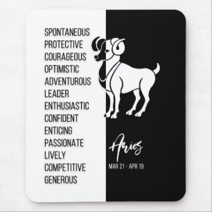 Mousepad Aries signo do zodíaco mousepad, preto e branco