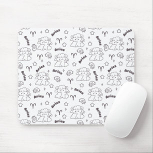 Mousepad Aries Zodiac Elegance - Line Art Bunny & Ram