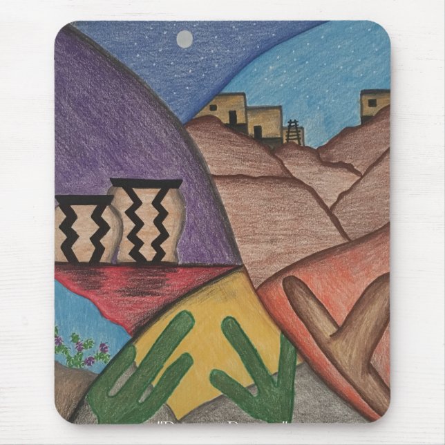 Mousepad Arizona Desert Folk Art Cactus Sudoeste (Frente)