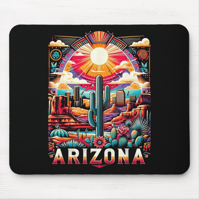 Mousepad Arizona Estado Camisa Az Desert Cactus Retro (Frente)