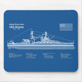 Mousepad ARIZONA USS - ABD de Planos de Impressão Blueprint