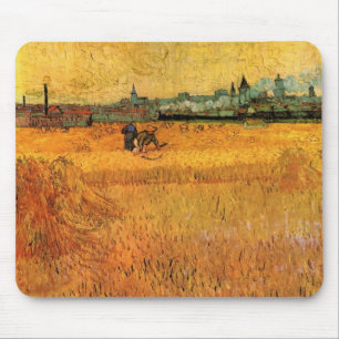 Mousepad Arles: Vista dos Campos de Trigo por Vincent van G