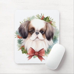 Mousepad Aro Pupila Festivo de Natal do Chin Japonês