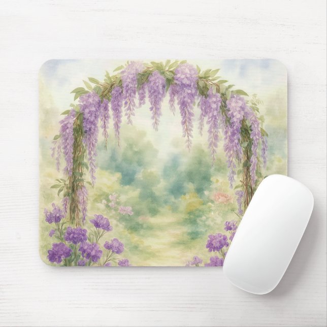 Mousepad Arqueiro de Wisteria em Jardim de Verão (Com mouse)