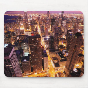 Mousepad Arquitectura da cidade na noite de Chicago