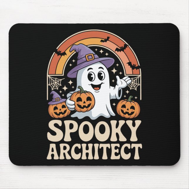Mousepad Arquiteto Spooky Ghost Pumpkin Architecture Hallow (Frente)