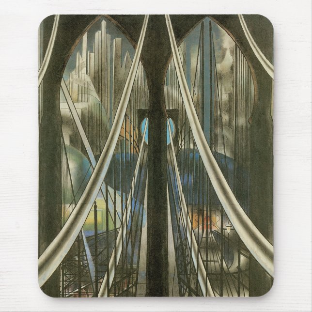 Mousepad Arquitetura Antiga de Nova York, Ponte de Brooklyn (Frente)