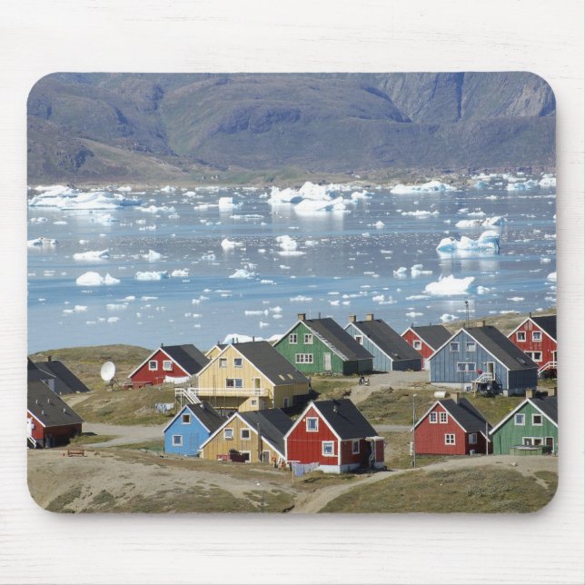 Mousepad Arquitetura colorida da cidade, Narsaq, (Frente)