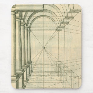 Mousepad Arquitetura do vintage, perspectiva das colunas