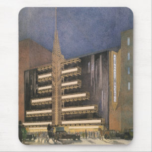 Mousepad Arquitetura Vintage Art Deco, Edifício em NYC