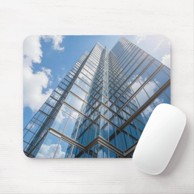 Mousepad Arranha-céu de Vidro com Reflexo de Nuvem (Com mouse)
