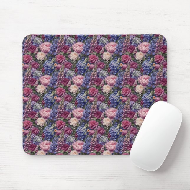 Mousepad Arranjo Floral Denso de Jardim Inglês (Com mouse)