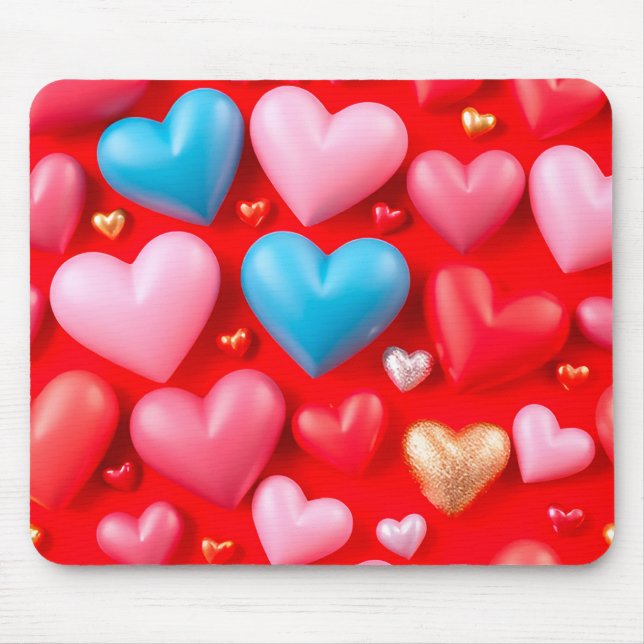 Mousepad Arranjo vívido de corações (Frente)