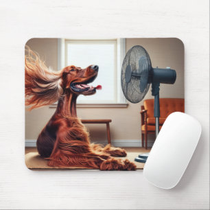 Mousepad Arrefecimento irlandês na frente de um ventilador