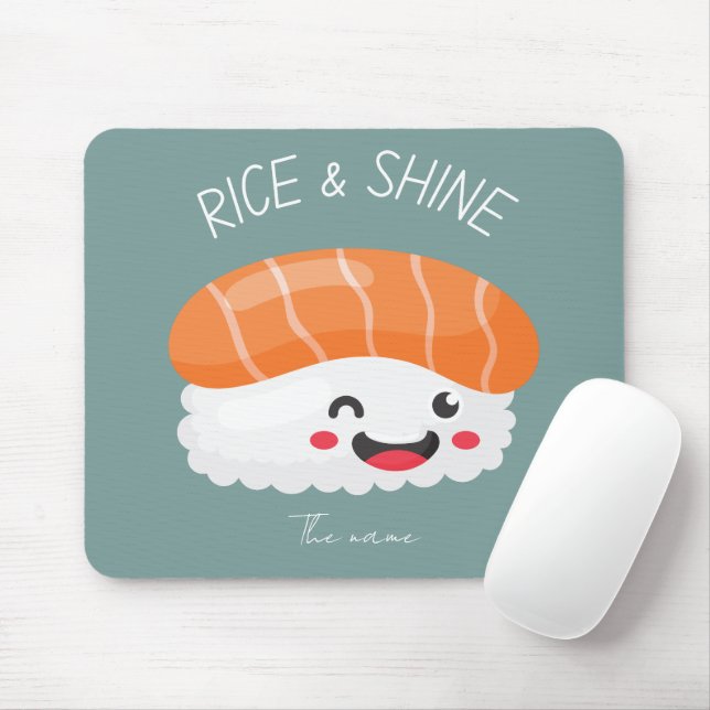 Mousepad Arroz e brilho, gato sushi (Com mouse)