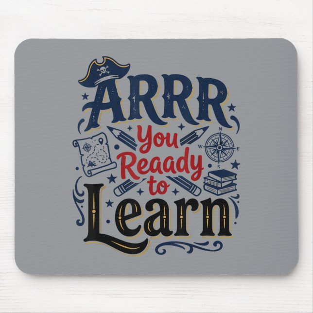 Mousepad Arrr Pronto Para Aprender Professor Pirata Sala de (Frente)