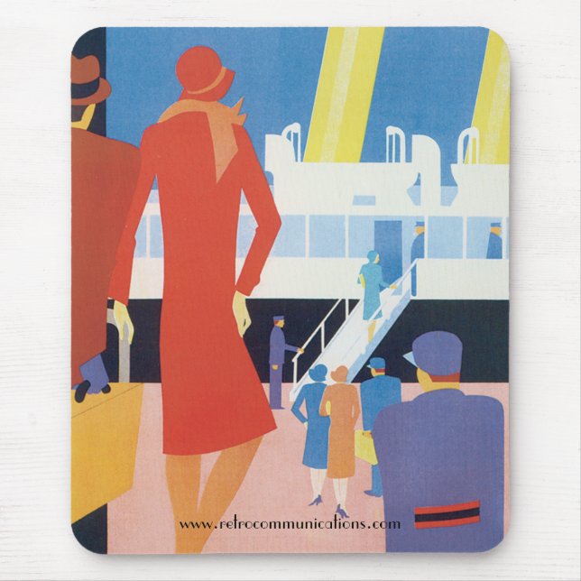 Mousepad Art Deco Belgium Ferry Poster (Frente)