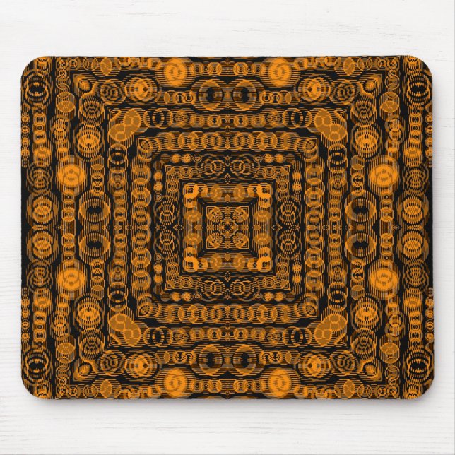 Mousepad Art Deco Dourado Retro Squares Abstrato (Frente)