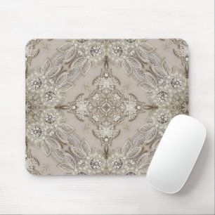 Mousepad   Art Deco Glamorous Vintage Fashion Cinza Beige